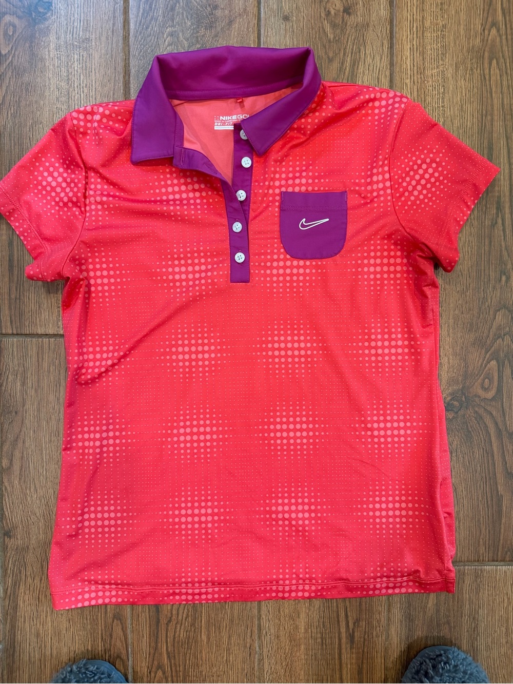 Nike Kids Red Polo with Purple Collar and Pocket / girls XL
